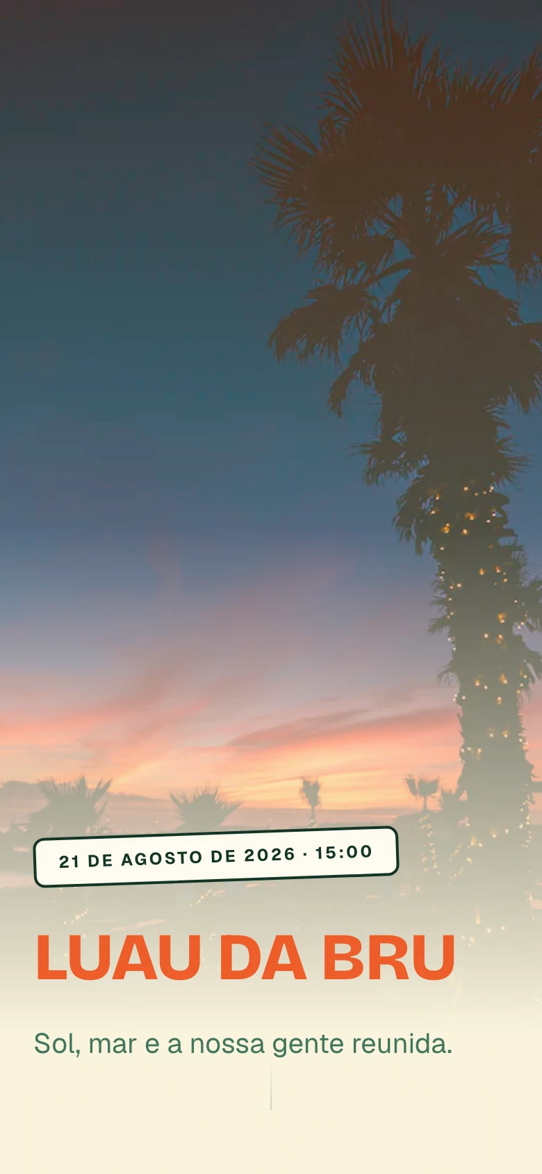 Modelo de festa na praia: Luau da Bru