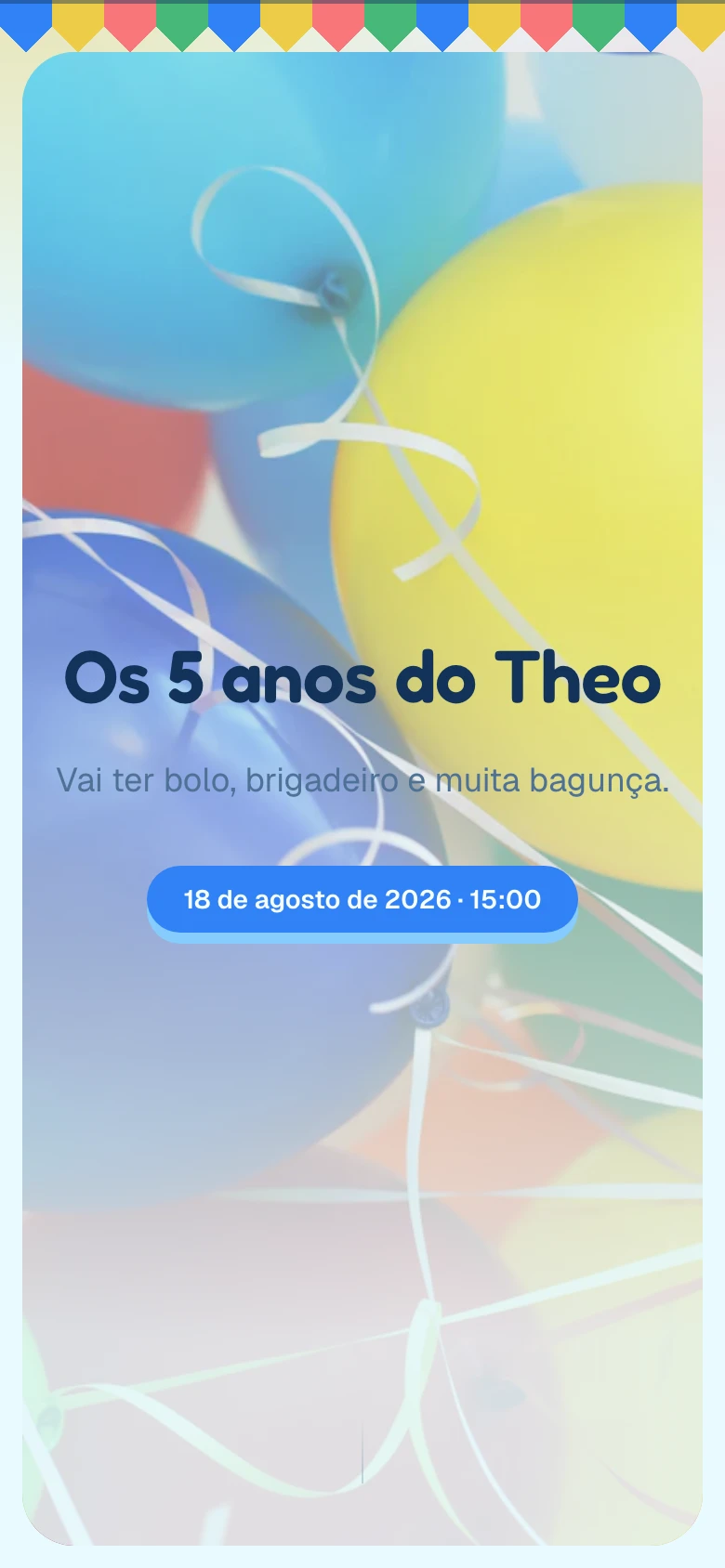 Modelo de festa infantil: Os 5 anos do Theo